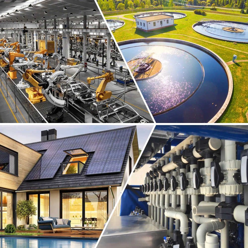 Industrie, tratarea apei, clădiri și instalații